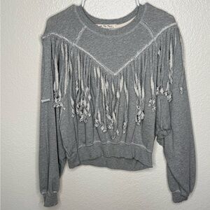 Free People Gray Fringe Sweatshirt XS